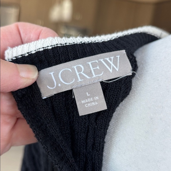 J. Crew Short-Sleeve Cable-Knit Sweater-Dress Black/White L - Picture 7 of 10